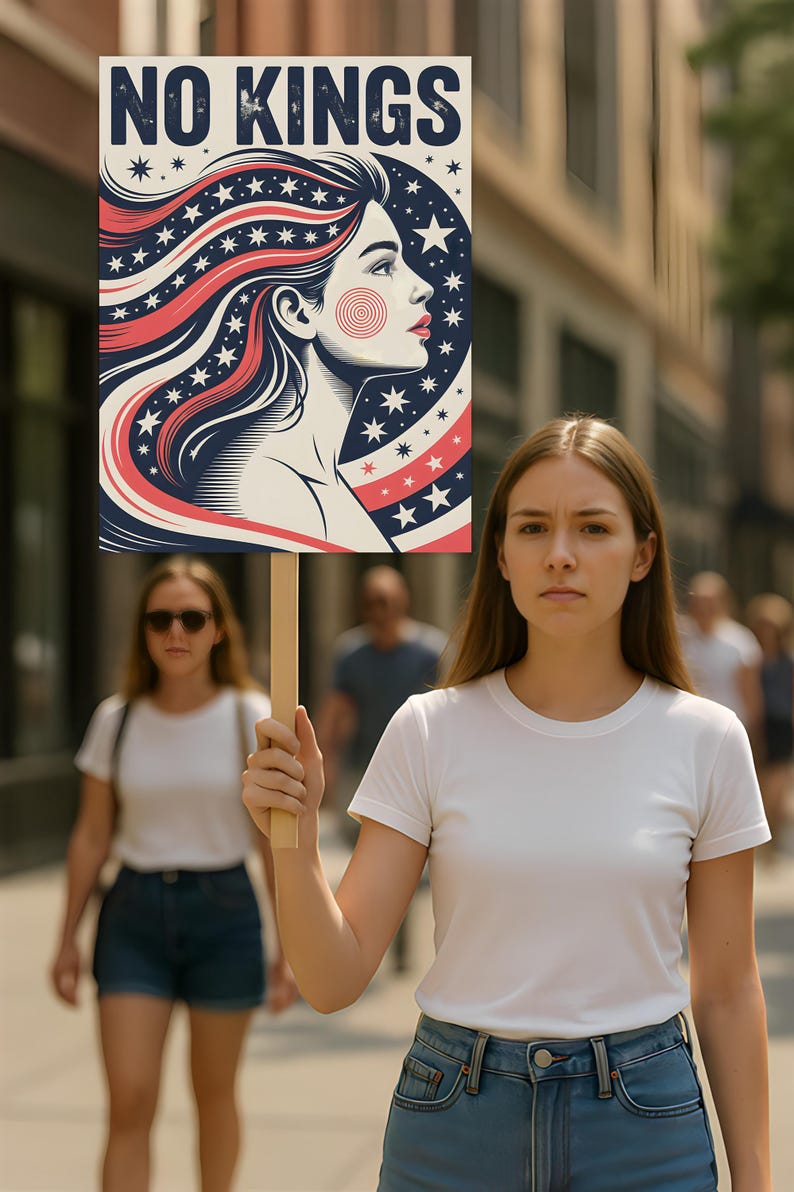 No Kings In America Protest Sign, Anti-Trump Resistance, Political Activist Poster, Rally Sign, Resist Fascism Protest Poster