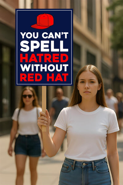 No Kings In America Protest Sign, Anti-Trump Resistance, You Can't Spell Hatred Without Red Hat, Rally Sign, Resist Fascism Protest Poster