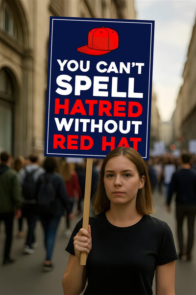 No Kings In America Protest Sign, Anti-Trump Resistance, You Can't Spell Hatred Without Red Hat, Rally Sign, Resist Fascism Protest Poster