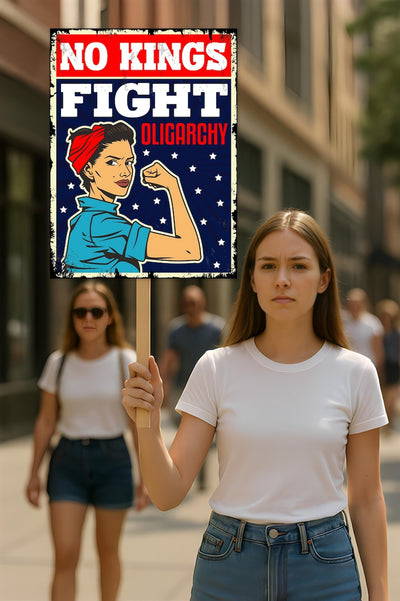 No Kings In America Protest Sign, Anti-Trump Resistance, No Kings Fight Oligarchy Poster Sign, Rally Sign, Resist Fascism Protest Poster