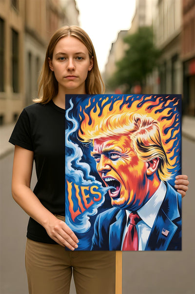 Trump Lies - No Kings In America Protest Sign, Anti-Trump Resistance, Political Activist Poster, Rally Sign, Resist Fascism Protest Poster