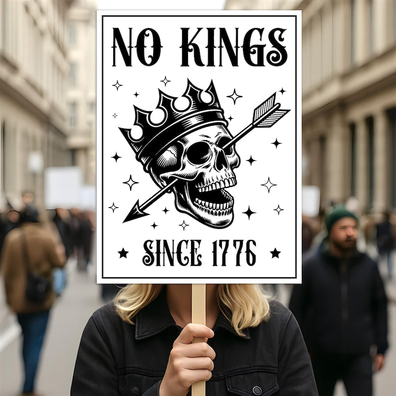No Kings In America Protest Sign, Anti-Trump Resistance, Political Activist Poster, Rally Sign, Resist Fascism Protest Poster