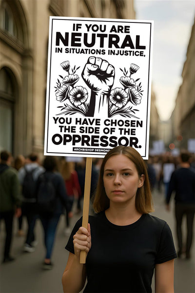 If You Are Neutral in Situations of Injustice Protest Sign, Anti-Trump, Political Activist Rally Sign, Resist Fascism Protest Poster