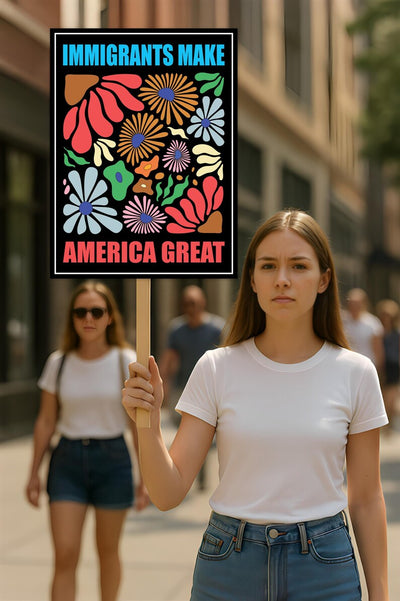 Immigrants Make America Great Resist Protest Sign, Anti-Trump, Political Activist Rally Sign, Resist Racism, Resist Fascism Protest Poster