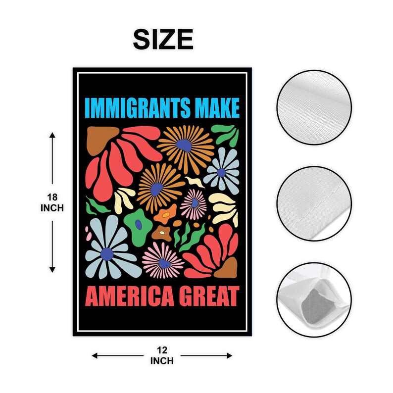 Immigrants Make America Great Protest Garden Flag, Double Sided, Resist Hate, Anti-Trump Flag, Resist Racism Flag, Resist Fascism Flag