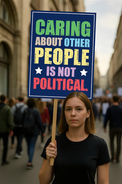 Caring About People Is Not Political Protest Sign, Anti-Trump, Political Activist Rally Sign, Resist Racism, Resist Fascism Protest Poster