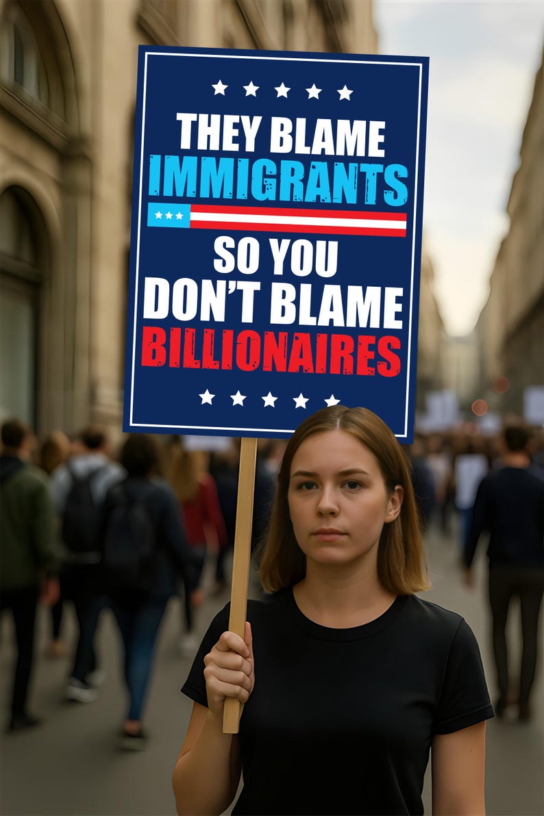 Immigrants Make America Great Protest Sign, Anti-Trump, Political Activist Rally Sign, Resist Racism, Resist Fascism Protest Poster