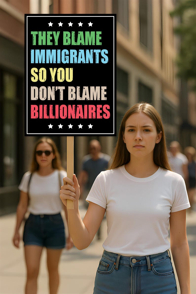 Immigrants Make America Great Protest Sign, Anti-Trump, Political Activist Rally Sign, Resist Racism, Resist Fascism Protest Poster