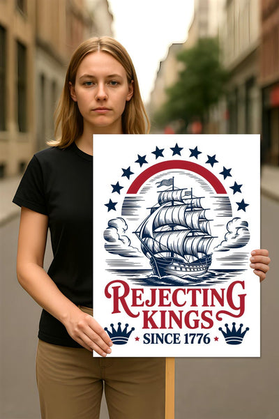 No Kings In America Protest Sign, Anti-Trump Resistance, Political Activist Poster, Rally Sign, Resist Fascism Protest Poster