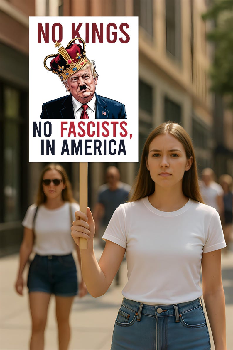 No Kings In America Protest Sign, Anti-Trump Resistance, Political Activist Poster, Rally Sign, Resist Fascism Protest Poster