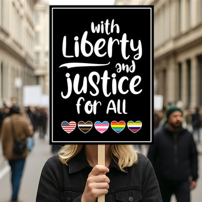 With Liberty And Justice For All Protest Sign, Anti-Trump No Kings In America, Political Activist Poster, Rally Sign, Resist Fascism Poster