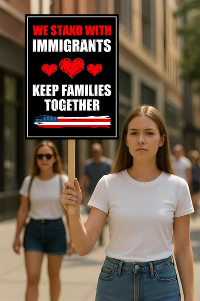 We Stand With Immigrants Protest Sign, Anti-Trump Resistance, Political Activist Poster, Rally Sign, Resist Fascism Protest Poster