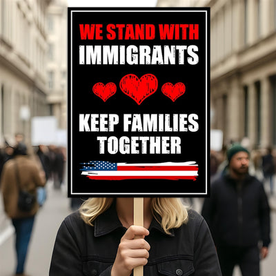 We Stand With Immigrants Protest Sign, Anti-Trump Resistance, Political Activist Poster, Rally Sign, Resist Fascism Protest Poster