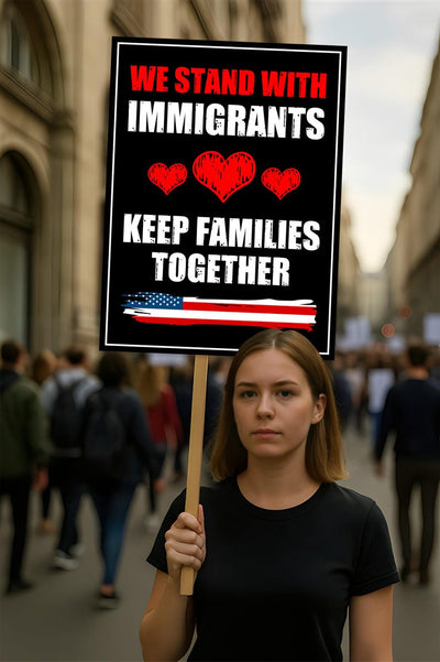 We Stand With Immigrants Protest Sign, Anti-Trump Resistance, Political Activist Poster, Rally Sign, Resist Fascism Protest Poster
