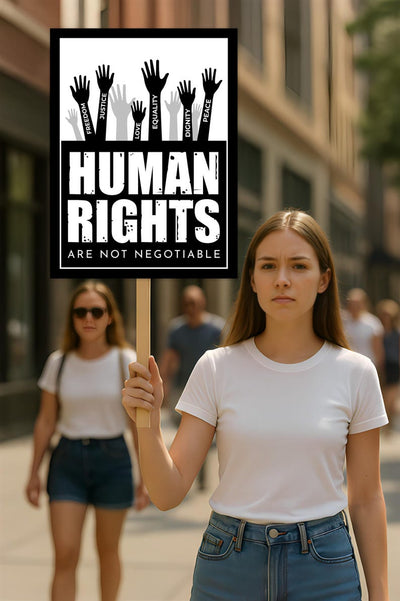 Human Rights Are Not Negotiable Protest Sign, Anti-Trump Resistance, Political Activist Poster, Rally Sign, Resist Fascism Protest Poster