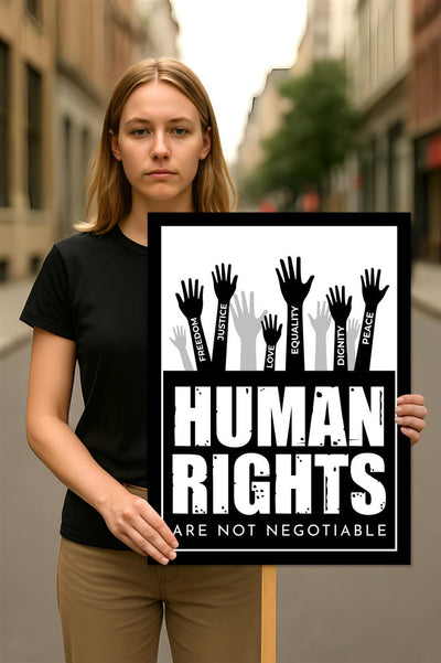 Human Rights Are Not Negotiable Protest Sign, Anti-Trump Resistance, Political Activist Poster, Rally Sign, Resist Fascism Protest Poster