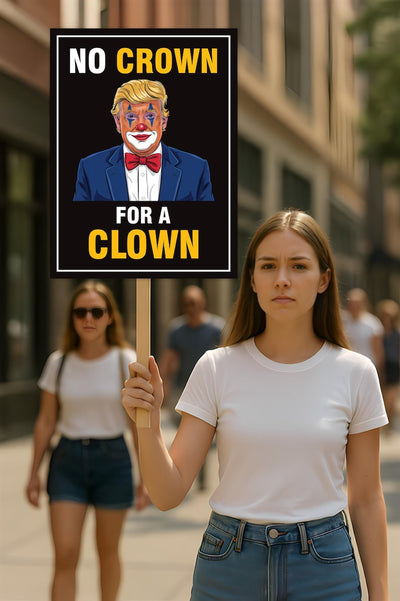 No Crown for a Clown, No Kings Protest Sign, Anti-Trump Resistance, Political Activist Poster, Rally Sign, Resist Fascism Protest Poster
