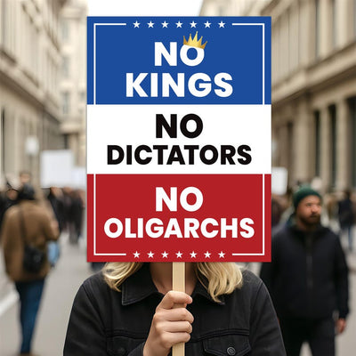 No Kings, No Dictators Protest Sign, Anti-Trump Resistance, Political Activist Poster, Rally Sign, Resist Fascism Protest Poster