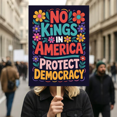 No Kings, No Dictators Protest Sign, Anti-Trump Resistance, Political Activist Poster, Rally Sign, Resist Fascism Protest Poster