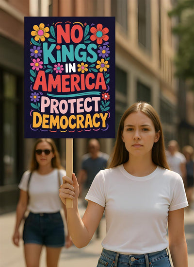 No Kings, No Dictators Protest Sign, Anti-Trump Resistance, Political Activist Poster, Rally Sign, Resist Fascism Protest Poster