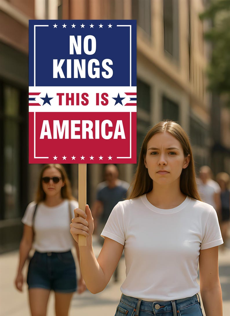 No Kings, No Dictators Protest Sign, Anti-Trump Resistance, Political Activist Poster, Rally Sign, Resist Fascism Protest Poster