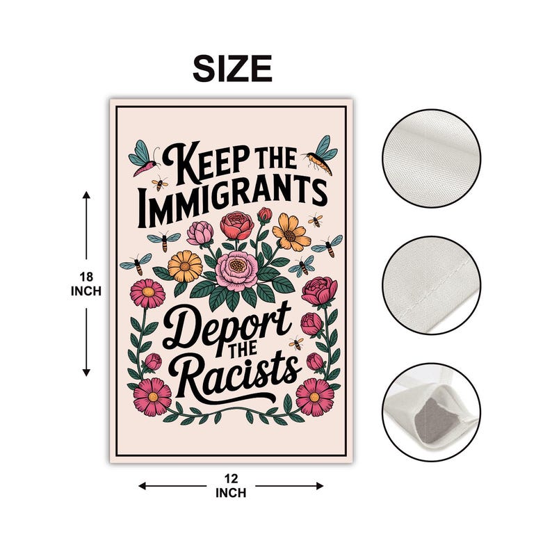 Abolish ICE Garden Flag, Double Sided, Keep the Immigrants, Deport the Racists Flag, Anti-Trump, Resist Racism Flag, Resist Fascism Flag