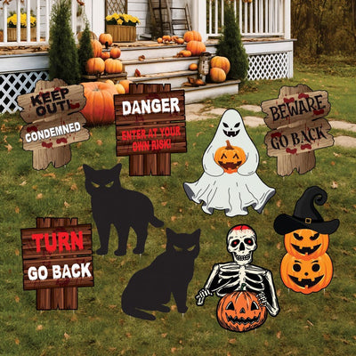Outdoor Halloween Yard Sign Decorations, Spooky Waterproof Lawn Signs with Stakes, Halloween Party Garden Decor for Home or Themed Event