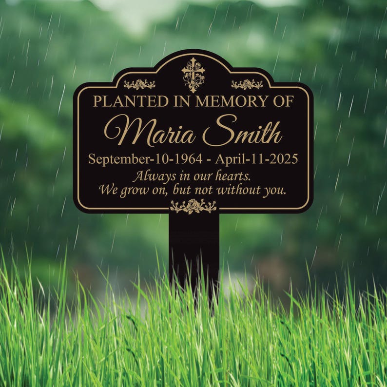 Memorial Tree Plaque Sign 10” x 14” - Rust-free Personalized Sturdy Aluminum Metal Garden Marker, Remembrance Plaque with Integrated Stake