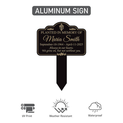 Memorial Tree Plaque Sign 10” x 14” - Rust-free Personalized Sturdy Aluminum Metal Garden Marker, Remembrance Plaque with Integrated Stake