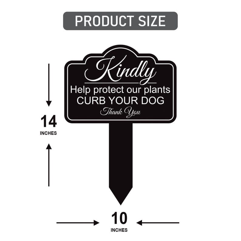 Kindly Help Protect Our Plants Curb Your Dog Yard Sign 10” x 14” - Rust-free Aluminum Sign for Lawn, Outdoor Yard Sign with Integrated Stake
