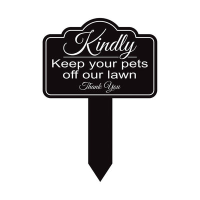Kindly Keep Your Pets off Our Lawn Aluminum Yard Sign 10” x 14” - Rust-free Metal Sign for Lawn, Outdoor Yard Sign with Integrated Stake