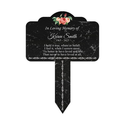 Personalized In Loving Memory Floral Memorial Yard Sign 10” x 14”, Rust-free Aluminum Tree Marker, Outdoor Garden Sign with Integrated Stake