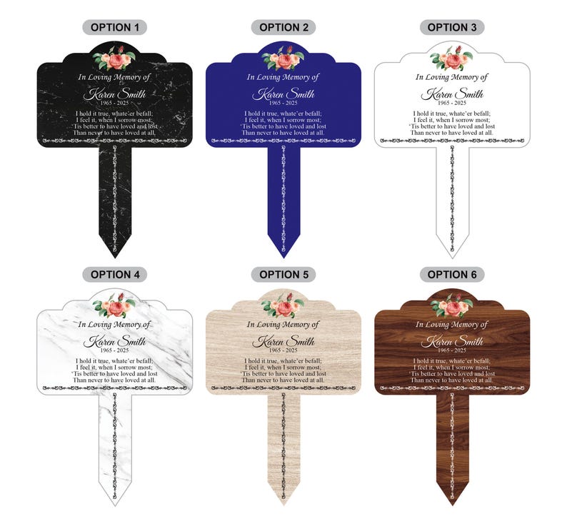 Personalized In Loving Memory Floral Memorial Yard Sign 10” x 14”, Rust-free Aluminum Tree Marker, Outdoor Garden Sign with Integrated Stake