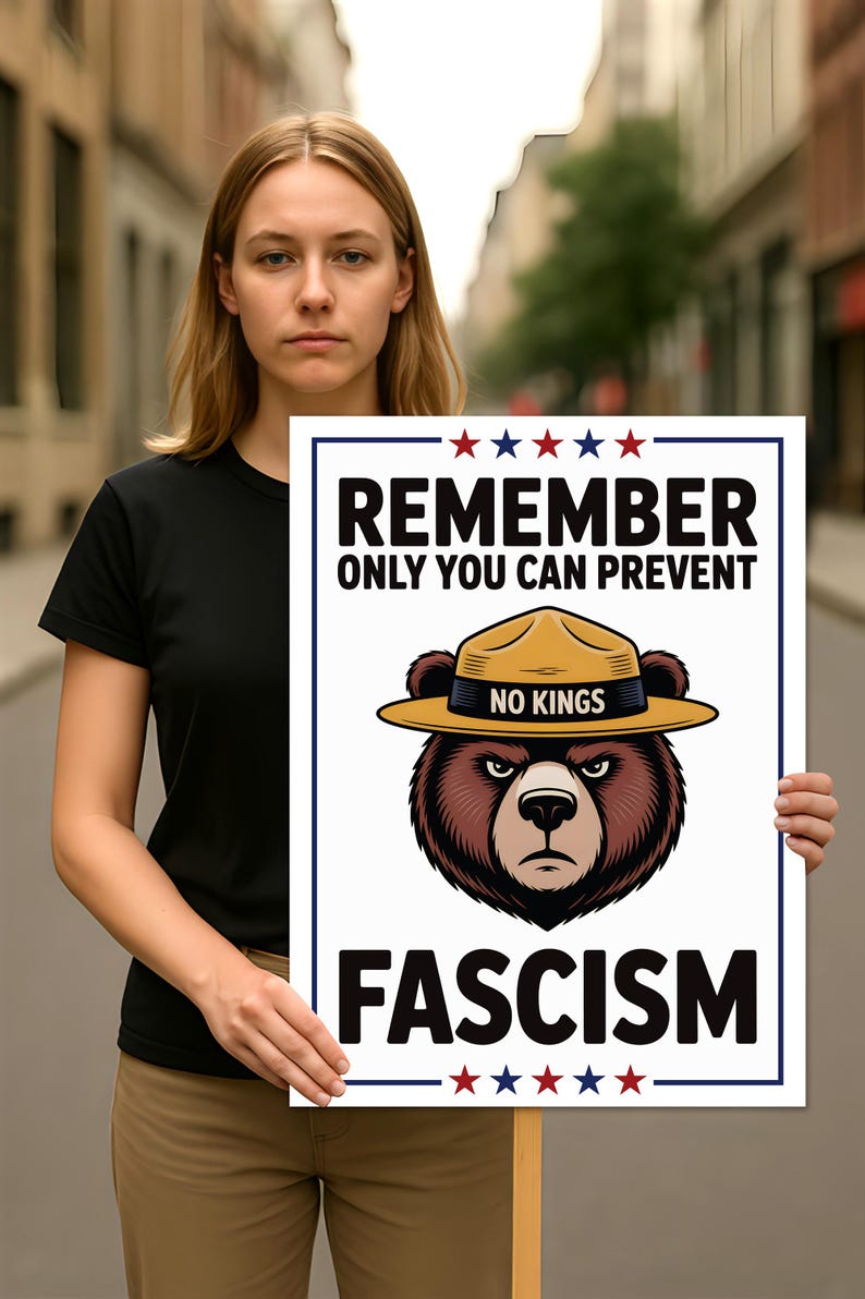 No Kings In America Protest Sign, Anti-Trump Resistance, Political Activist Poster, Rally Sign, Resist Fascism Protest Poster