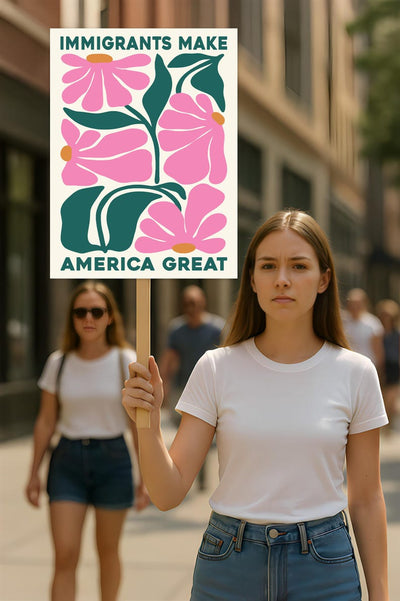 Immigrants Make America Great Protest Sign, Anti-Trump Resistance, Political Activist Poster, Rally Sign, Resist Fascism Protest Poster