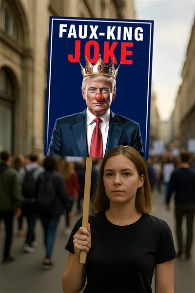 Faux King Joke, No Kings In America Protest Sign, Anti-Trump, Political Activist Poster, Rally Sign, Resist Fascism Protest Poster
