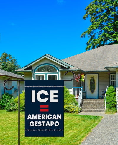 ICE Equals American Gestapo Garden Flag, Double Sided, Resist Hate Flag, Anti-Trump, Funny Anti-Trump Anti-Elon Flag, Political Flag