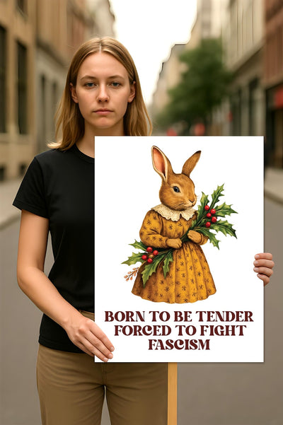 Born To Be Tender Forced To Fight Fascism Protest Sign, Anti-Trump Resistance, Political Activist Poster, Rally Sign, Resist Protest Poster