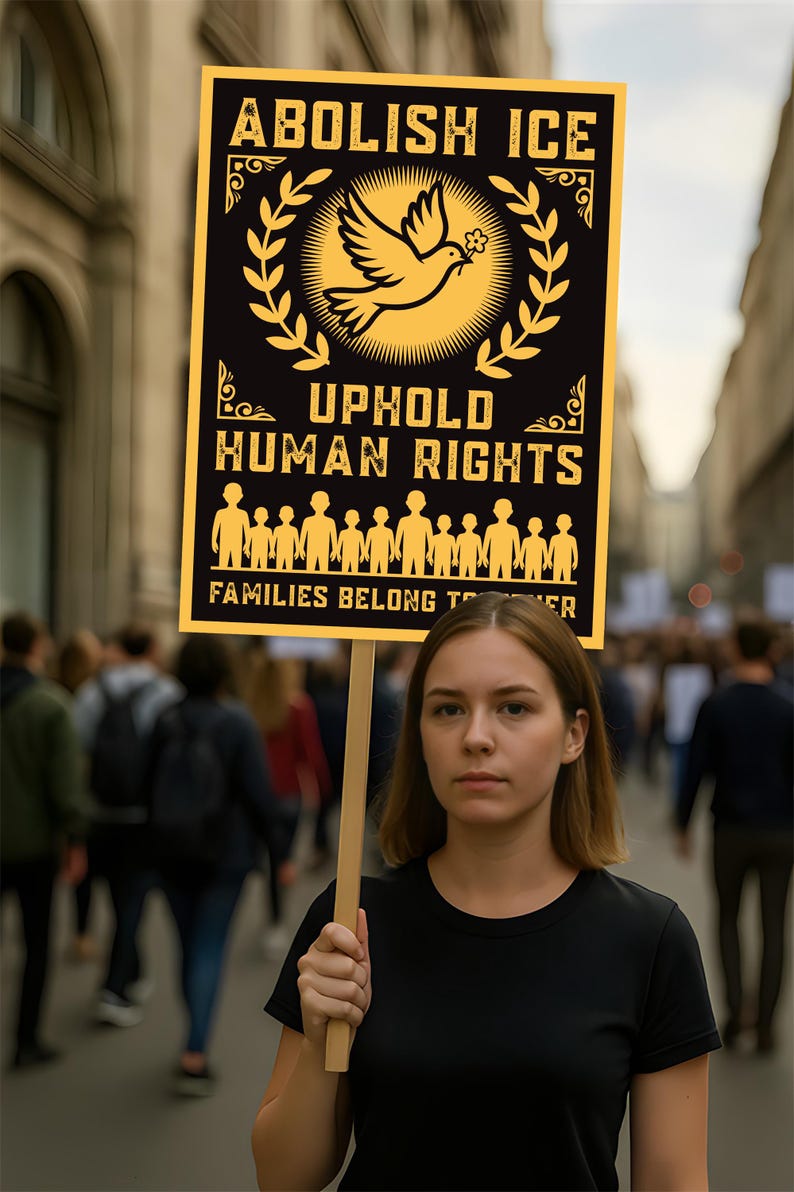 Abolish ICE Protest Sign, Anti-Trump, Keep the Immigrants, Deport the Racists, Political Activist Poster, Resist Fascism Rally Sign