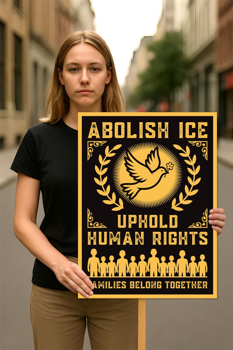 Abolish ICE Protest Sign, Anti-Trump, Keep the Immigrants, Deport the Racists, Political Activist Poster, Resist Fascism Rally Sign