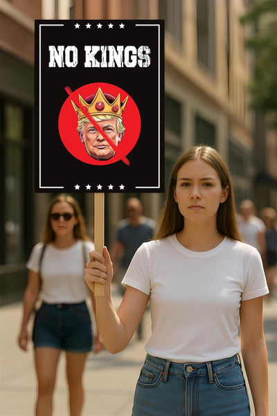 No Kings In America Protest Sign, Anti-Trump Resistance, Political Activist Poster, Rally Sign, Resist Fascism Protest Poster