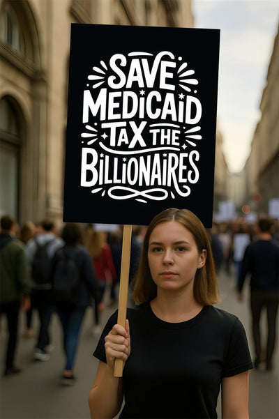 Save Medicaid Tax the Billionaires Protest Sign, Anti-Trump Resistance, Political Activist Poster, Rally Sign, Resist Fascism Protest Poster