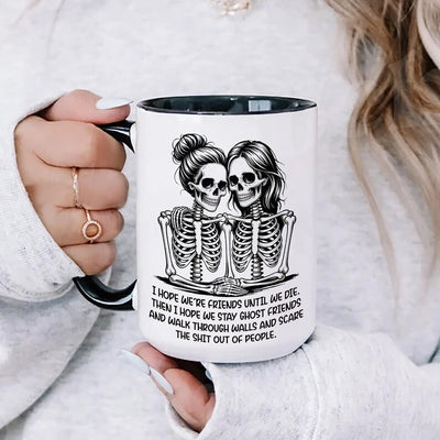Best Friend Skeleton Mug, Ghost Besties Ceramic Mug Gift, Halloween Coffee Cup for Her, Christmas Birthday Present for Best Friend
