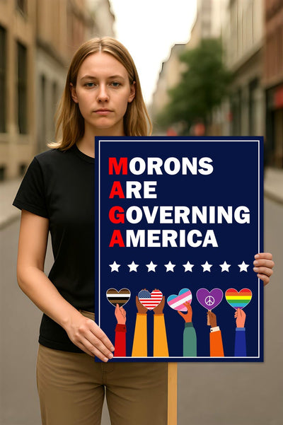 Morons Are Governing America Protest Sign, Anti-Trump Resistance, Political Activist Poster, Rally Sign, Resist Fascism, Resist Rascism Sign