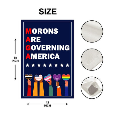 Morons Are Governing America Garden Flag, Double Sided, Resist Hate Flag, Anti-Trump Flag, Resist Racism Flag, Resist Fascism Flag