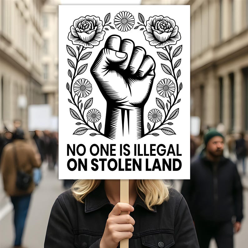 No One Is Illegal Protest Sign, Anti-Trump Resistance, Political Activist Protest Poster, Rally Sign, Resist Fascism, Resist Rascism