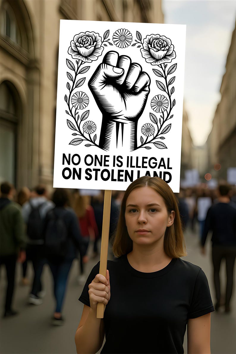 No One Is Illegal Protest Sign, Anti-Trump Resistance, Political Activist Protest Poster, Rally Sign, Resist Fascism, Resist Rascism