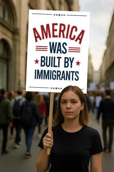 America Was Built By Immigrants Protest Sign, Anti-Trump Resistance, Political Activist Poster, Rally Sign, Resist Fascism, Resist Rascism