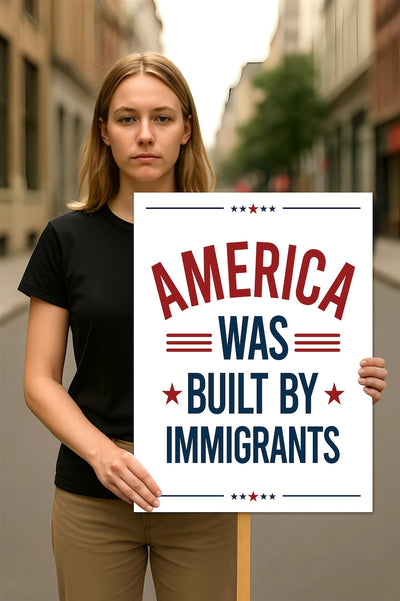 America Was Built By Immigrants Protest Sign, Anti-Trump Resistance, Political Activist Poster, Rally Sign, Resist Fascism, Resist Rascism