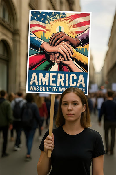 America Was Built By Immigrants Protest Sign, Anti-Trump Resistance, Political Activist Poster, Rally Sign, Resist Fascism, Resist Rascism